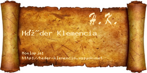 Héder Klemencia névjegykártya